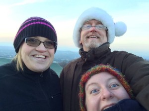 The three very dedicated, very cold ENL agents, a few minutes before 5pm